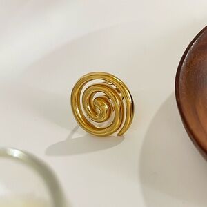 Geometric Spiral Gold Statement Ring